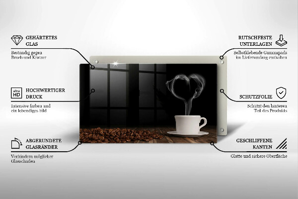 Herdabdeckplatte glas Kaffeetasse-Herz