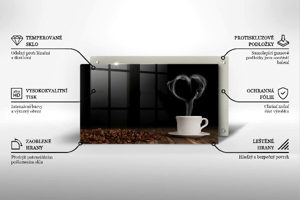 Herdabdeckplatte glas Kaffeetasse-Herz