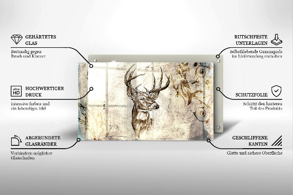Herdabdeckplatte glas Hirsch-Tierillustration