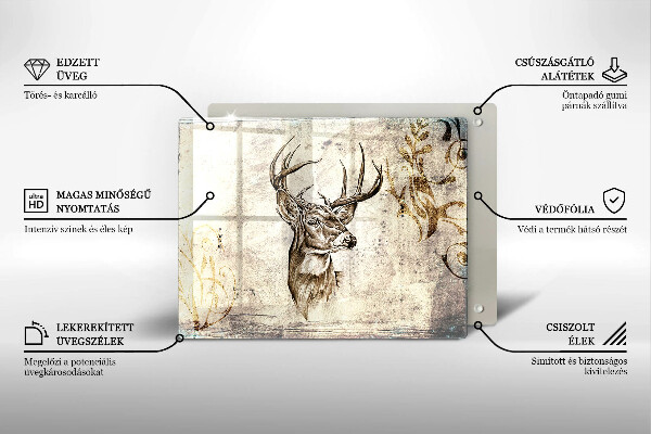 Herdabdeckplatte glas Hirsch-Tierillustration