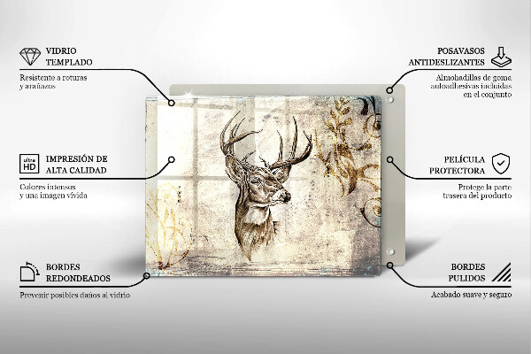 Herdabdeckplatte glas Hirsch-Tierillustration