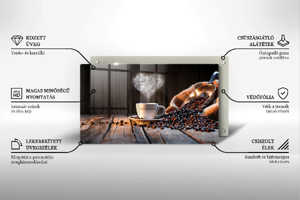 Herdabdeckplatte glas Kaffeetasse und Herz