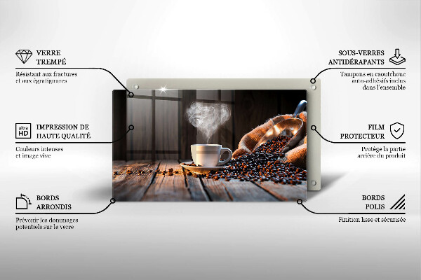 Herdabdeckplatte glas Kaffeetasse und Herz