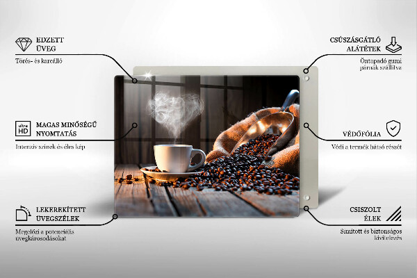 Herdabdeckplatte glas Kaffeetasse und Herz