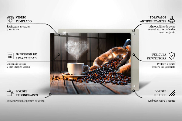 Herdabdeckplatte glas Kaffeetasse und Herz