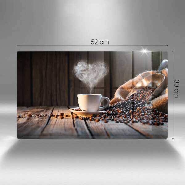 Herdabdeckplatte glas Kaffeetasse und Herz