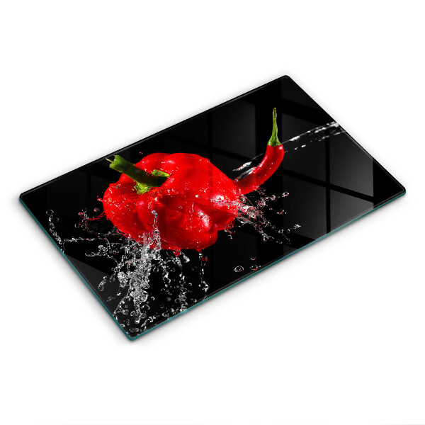 Herdabdeckplatte glas Rote Paprika in Wasser