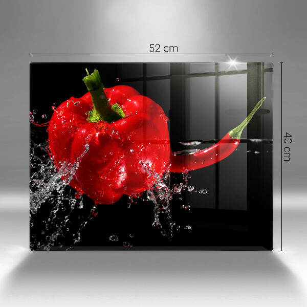 Herdabdeckplatte glas Rote Paprika in Wasser