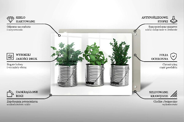 Herdabdeckplatte glas Töpfe mit Kräuterpflanzen