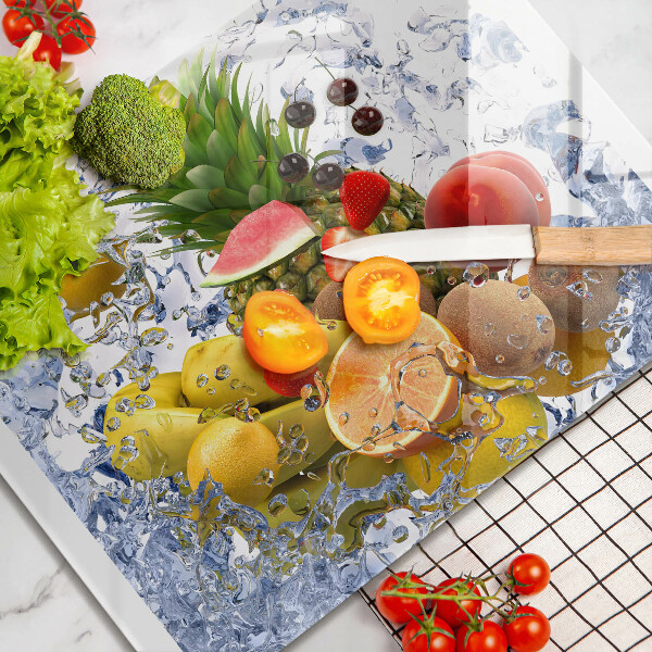Herdabdeckplatte glas Saftige Früchte und Wasser