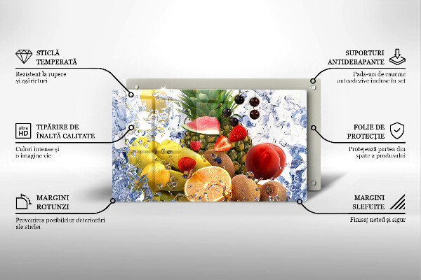 Herdabdeckplatte glas Saftige Früchte und Wasser