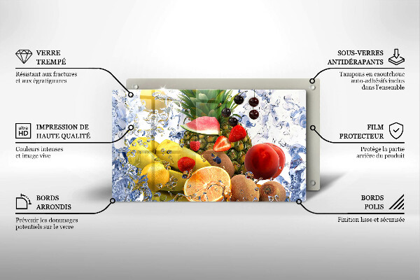 Herdabdeckplatte glas Saftige Früchte und Wasser
