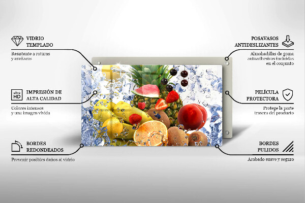 Herdabdeckplatte glas Saftige Früchte und Wasser