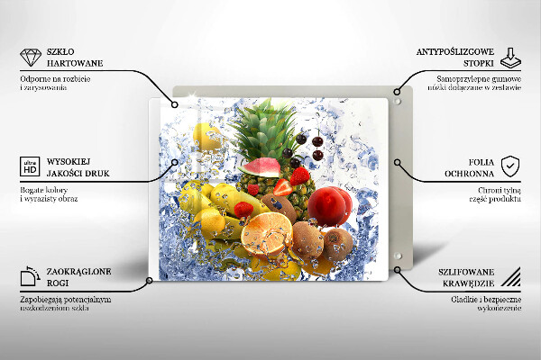 Herdabdeckplatte glas Saftige Früchte und Wasser