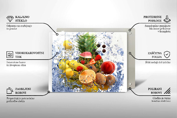 Herdabdeckplatte glas Saftige Früchte und Wasser