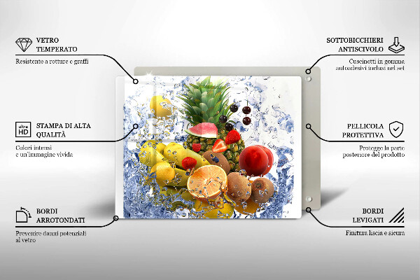Herdabdeckplatte glas Saftige Früchte und Wasser