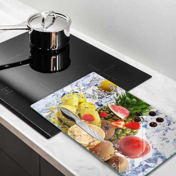 Herdabdeckplatte glas Saftige Früchte und Wasser