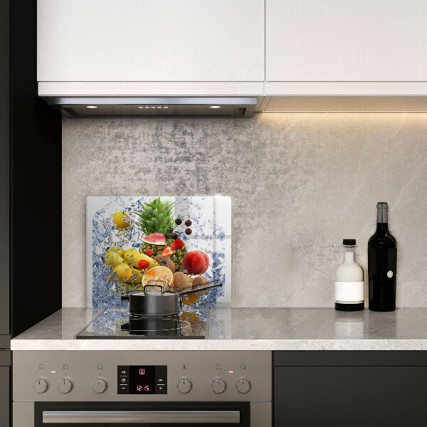 Herdabdeckplatte glas Saftige Früchte und Wasser