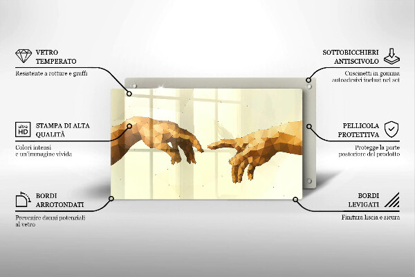 Herdabdeckplatte glas Erschaffung von Adams Händen