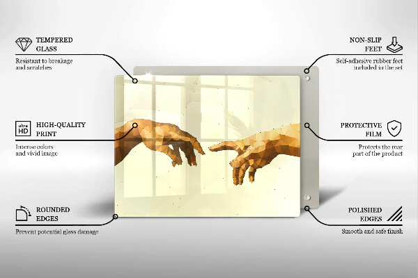Herdabdeckplatte glas Erschaffung von Adams Händen