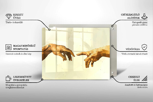 Herdabdeckplatte glas Erschaffung von Adams Händen