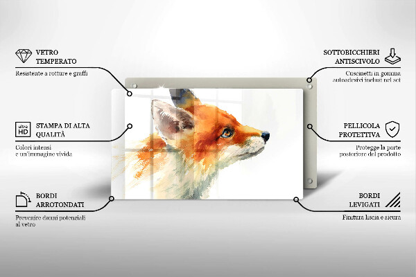 Herdabdeckplatte glas Bemalter Fuchs