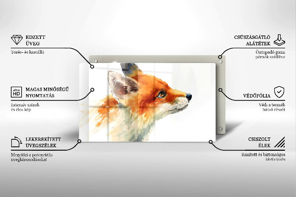 Herdabdeckplatte glas Bemalter Fuchs