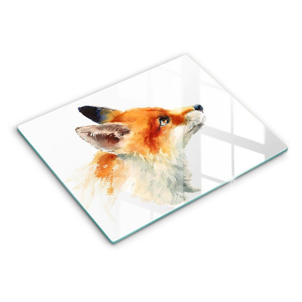 Herdabdeckplatte glas Bemalter Fuchs