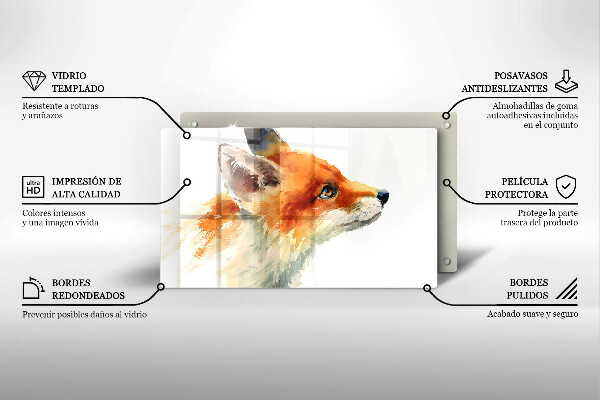 Herdabdeckplatte glas Bemalter Fuchs