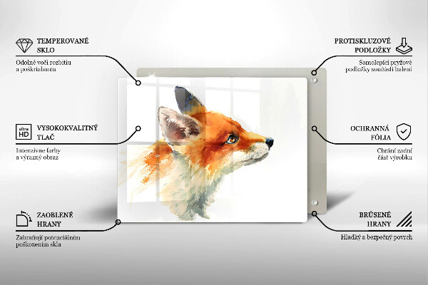 Herdabdeckplatte glas Bemalter Fuchs