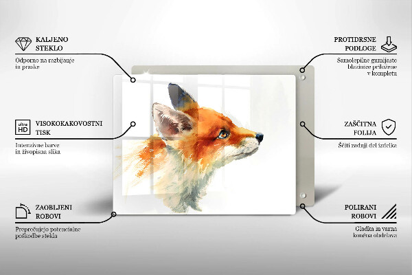 Herdabdeckplatte glas Bemalter Fuchs