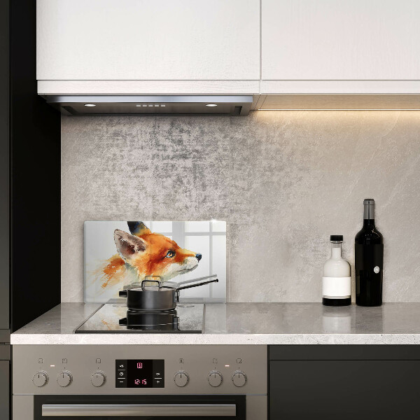 Herdabdeckplatte glas Bemalter Fuchs