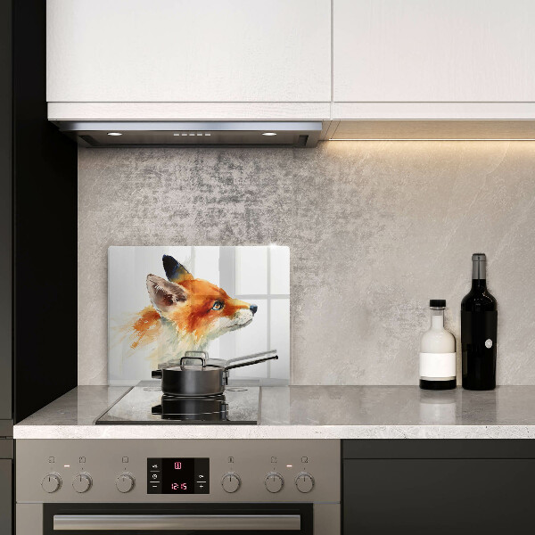 Herdabdeckplatte glas Bemalter Fuchs