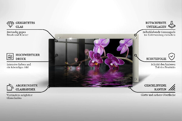 Herdabdeckplatte glas Orchideen-Zen-Wasser