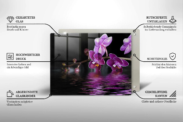 Herdabdeckplatte glas Orchideen-Zen-Wasser