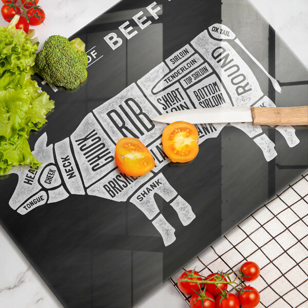 Herdabdeckplatte glas Kuhfleisch Rindfleisch