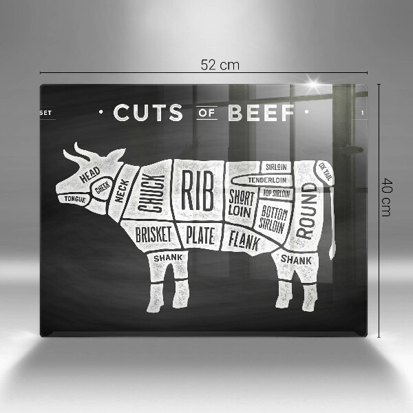 Herdabdeckplatte glas Kuhfleisch Rindfleisch