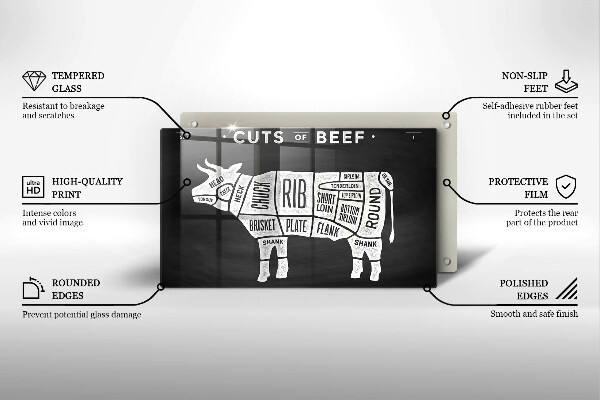 Herdabdeckplatte glas Kuhfleisch Rindfleisch