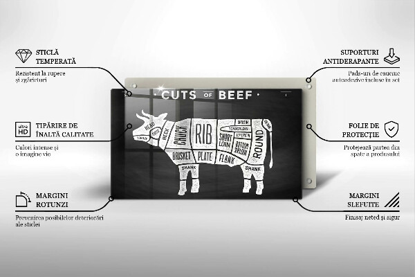 Herdabdeckplatte glas Kuhfleisch Rindfleisch