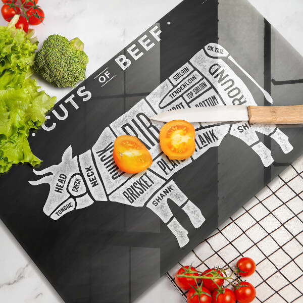 Herdabdeckplatte glas Kuhfleisch Rindfleisch