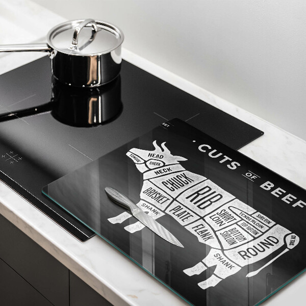 Herdabdeckplatte glas Kuhfleisch Rindfleisch