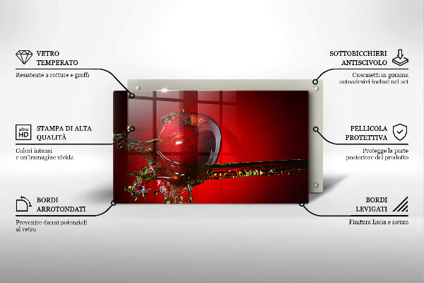 Herdabdeckplatte glas Apfelfrucht im Wasser