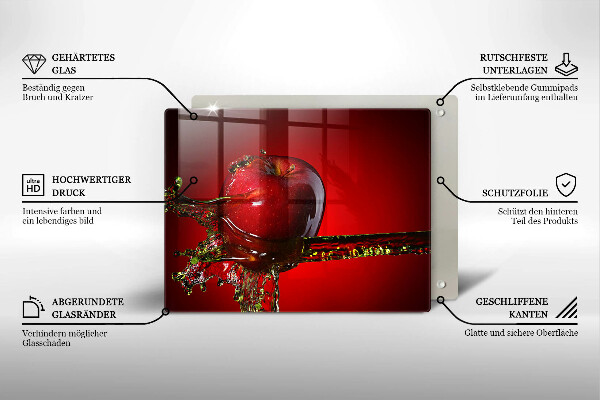 Herdabdeckplatte glas Apfelfrucht im Wasser