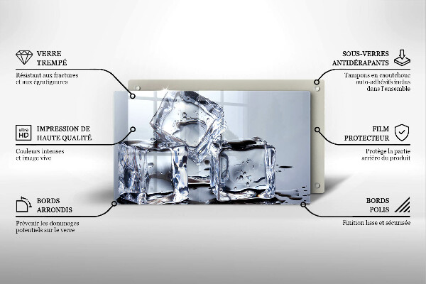 Herdabdeckplatte glas Eiswürfel