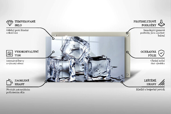 Herdabdeckplatte glas Eiswürfel