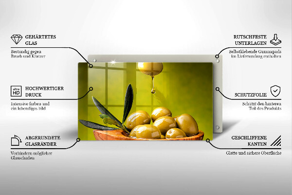 Herdabdeckplatte glas Leckere Oliven