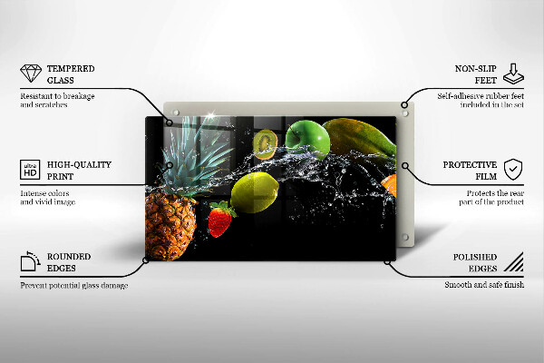 Herdabdeckplatte glas Früchte im Wasser