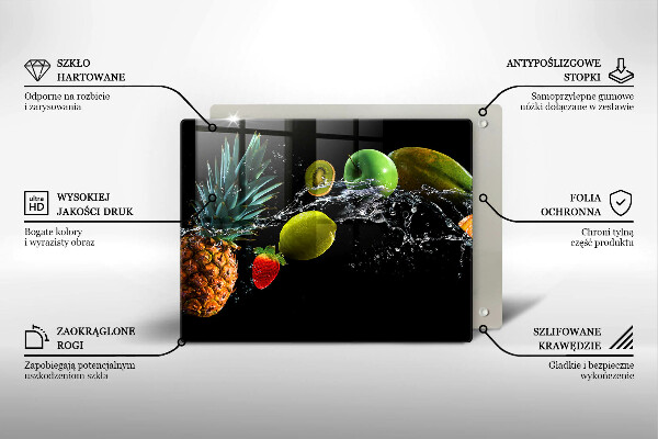Herdabdeckplatte glas Früchte im Wasser