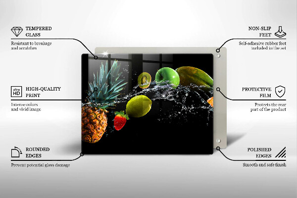 Herdabdeckplatte glas Früchte im Wasser