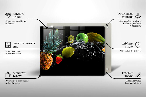 Herdabdeckplatte glas Früchte im Wasser